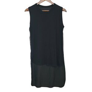 BVM Spa Italy Sleeveless Silk & Jersey T-Shirt Tunic Womens Size S Black